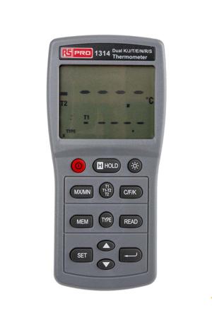 123-2250 RS PRO 1314 Digital Thermometer, 2 Input Handheld, E, J, K, N, R, S, T Type Input With RS Calibration