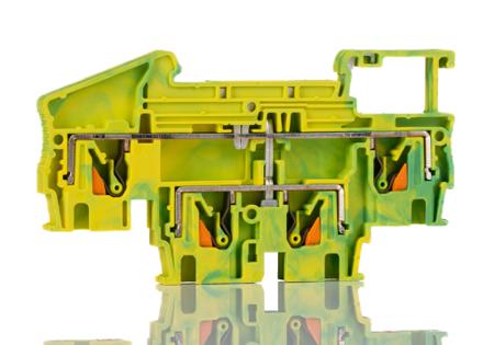 3211854 Phoenix Contact 4-Way PTTB 4-PE Earth Terminal Block, 0.2 → 6mm², 24 → 10 AWG Wire, Push In, Polyamide