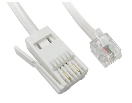 286-2917 RS PRO, 10m, White RJ11 to Male BT Male, Shielded Unshielded, Terminated PVC Sheath