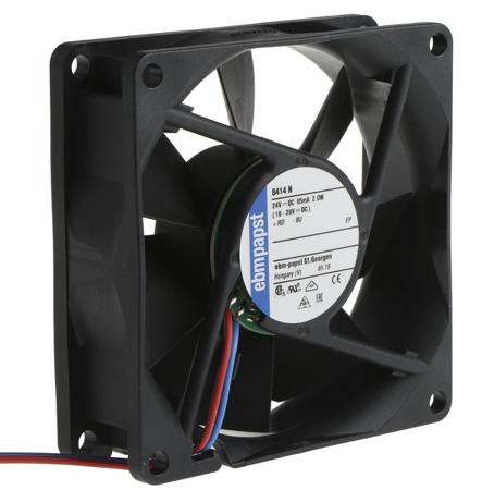 8414N ebm-papst Axial Fan, 80 x 80 x 25mm, 69m³/h, 2W, 24 V dc (8400N Series)