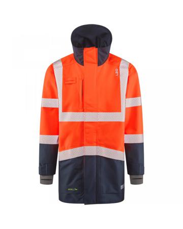 A04-O-NV-LEO-XL Leo Workwear CLOVELLY Orange/Navy Unisex Hi Vis Jacket, XL