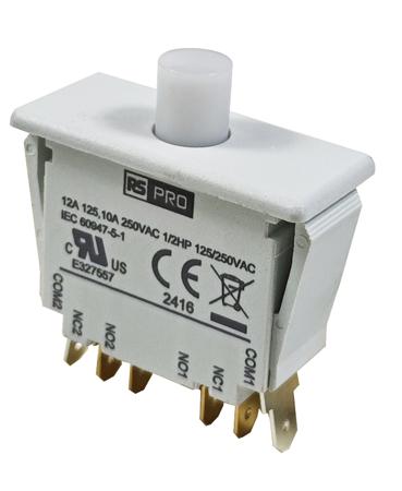 101-962 RS PRO Door Interlock Micro Switch, Plunger, DPDT 12A IP40, -37 → 85°C
