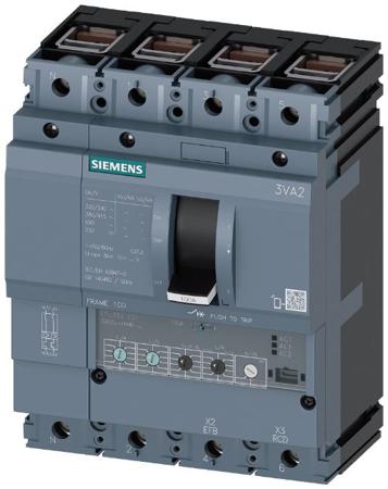 3VA2010-8HN46-0AA0 Siemens, SENTRON MCCB 4P 100A, Breaking Capacity 150 kA, Fixed Mount