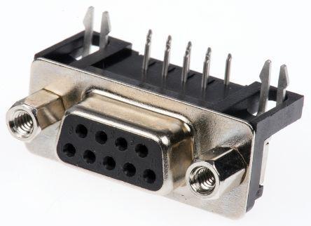 1734354-1 TE Connectivity AMPLIMITE HD-20 Series, 9 Way Right Angle Panel Mount PCB D-sub Connector Socket