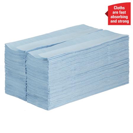 8370 WYPALL WypAll® X60 General Clean™  Blue Cloths for Industrial Cleaning, Dry Use, Box of 200, 418 x 283mm, Single Use