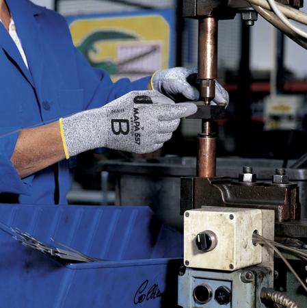 34557048 Mapa , Grey HPPE Cut Resistant Work Gloves, Size 8, Polyurethane Coating