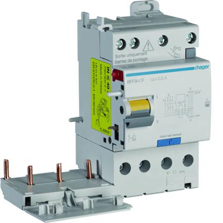 BFF940F Hager BFF RCCB, 40A, 3P+N Pole, 300mA, Type F