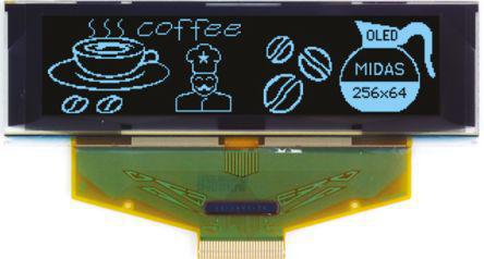 MCOT256064BA-BM Midas 3.12in Blue Passive matrix OLED Display 256 x 64 TAB I2C, Parallel, SPI Interface