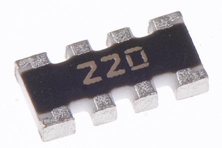 CAY16-220J4LF Bourns, CAY16 22Ω ±5% Isolated Resistor Array, 4 Resistors, 0.25W total, 1206 (3216M), Convex