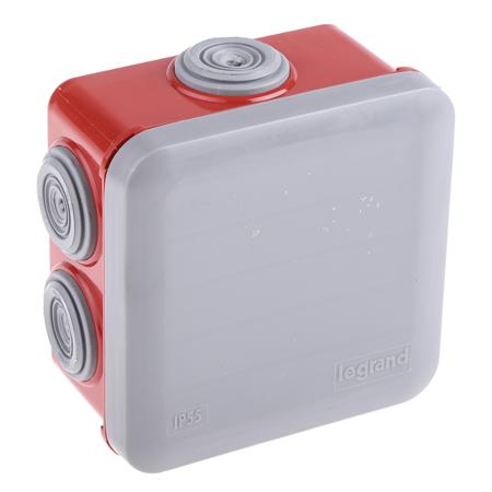 0 920 15 Legrand Polypropylene Square Adaptable Box, 80mm x 80mm x 45mm, with 7 Knockouts