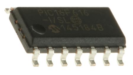 PIC16F616-I-SL Microchip PIC16F616-I/SL, 8bit PIC Microcontroller, 20MHz, 2048 words Flash, 14-Pin SOIC
