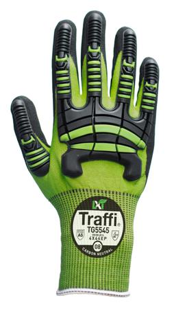 TG5545-11 Traffi Green Elastane, HPPE, Polyamide, Polyester, Steel Cut Resistant Cut Resistant Gloves, Size 11, Nitrile Coating