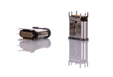 204711-0001  Female USB C Connector, Vertical Surface Mount