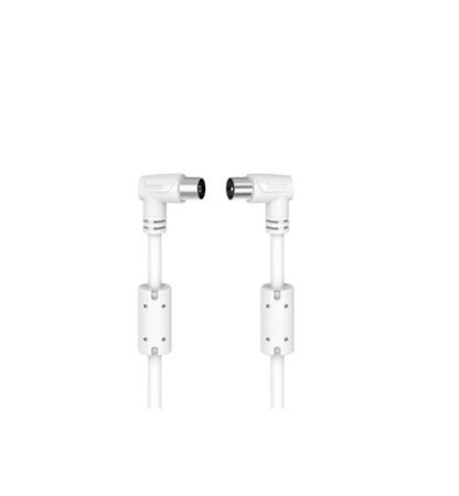 00205056 Hama Antenna Cable Series Male Coax Plug to Female Coax Socket, 1.5m, 90 Coaxial, Terminated75 Ω