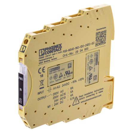 2904955 Phoenix Contact PSRmini PSR-MS45-1NO-1DO-24DC-SC 1 Auxiliary Contacts Safety Relay 24V dc, Dual-Channel 1 Safety