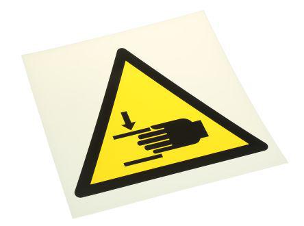 KL-0067 Crushing of Hands Sign with Pictogram Only Plastic, 200 x 200mm Hazard Warning