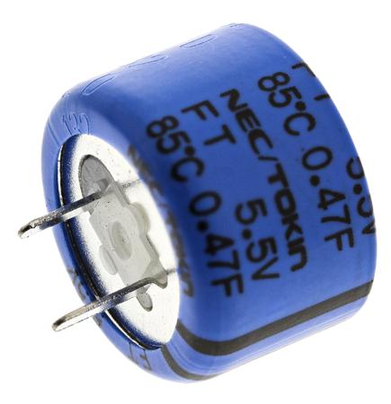 FT0H474ZF KEMET 0.47F Supercapacitor -20 → +80% Tolerance, Supercap FT 5.5V dc, Through Hole