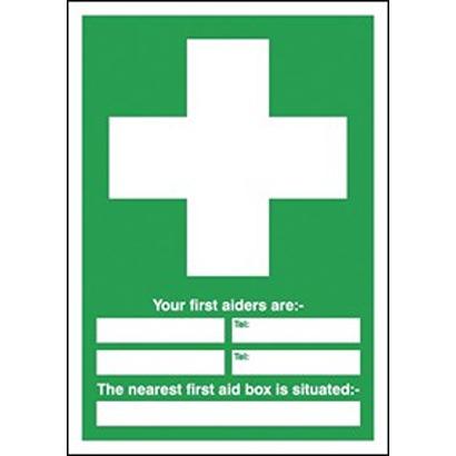 146-457 RS PRO Vinyl Polyester Green, White First Aid Sign, H297mm W297mm