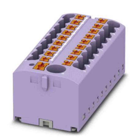 3273390 Phoenix Contact Distribution Block, 19 Way, 4mm², 24A, 450 V, Violet