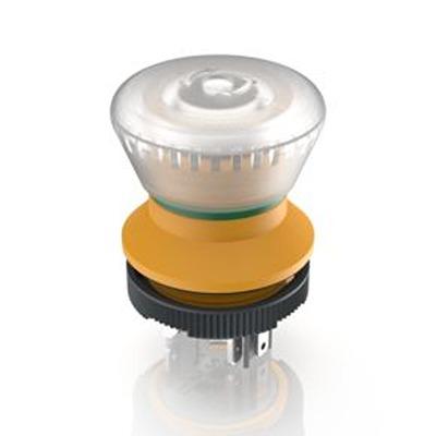 1.15.105.112/0000 RAFI LUMOTAST 22 Series Latching Illuminated Emergency Stop Push Button, PCB, 22.3mm Cutout, DPST, IP65
