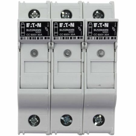 CHCC3DIU Eaton 30A Rail Mount Fuse Holder for 10 x 38mm Fuse, 3P, 600V ac