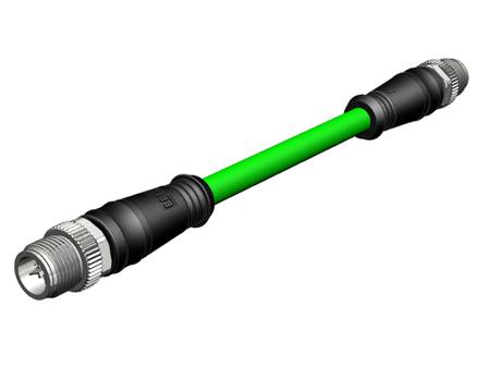 1203410307 120341, 15m Cat6a, Green M12 to Male M12 Male Shielded, Terminated Polyurethane Sheath