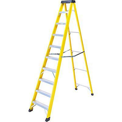 285-159 RS PRO Aluminium, Fiberglass 10 steps Step Ladder, 1.91m open length