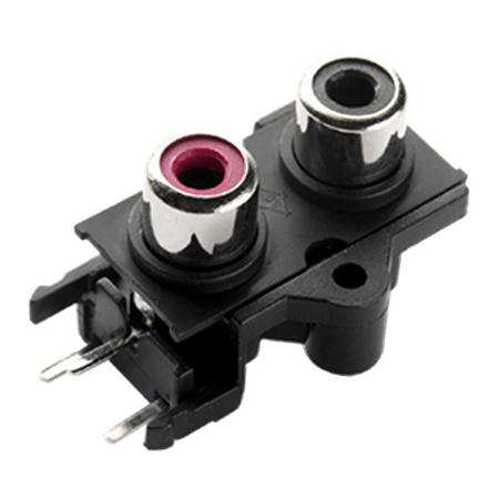 RCJ-2223 Same Sky Red, White Horizontal Through Hole RCA Socket, Nickel