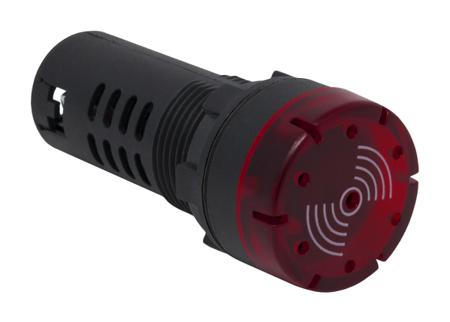 909-2550 RS Pro Red LED Pilot Light Complete With Sounder, 22mm Cutout, IP30, Round, 120 V ac/dc, 20 mA