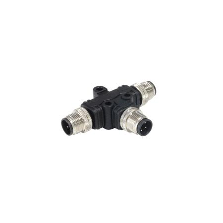 PXPPVC12TSMM04AFIIFI Bulgin Tee Male Pole M12 Plug to 4 Pole M12 Plug Adapter