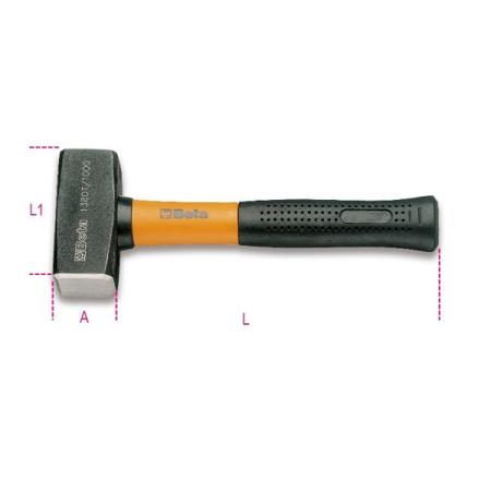 1380T 1000 BETA Mason Club Hammer with Fibreglass Handle, 1kg