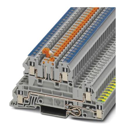 3076032 Phoenix Contact  UTI 2.5-PE/L/NTB Series Grey, Triple-Level, Screw Termination