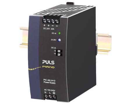 PIC480-241D PULS PIC480 DIN Rail Power Supply, 240V ac Input, 24V dc Output, 20A Output, 480W