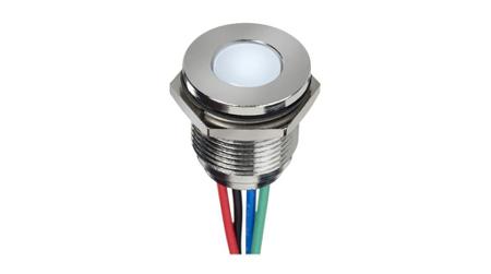 Q14F5CZZRGB24E-CA APEM Q14 Series Blue, Green, Red Panel Mount Indicator, 24V dc, 14mm Mounting Hole Size, Lead Wires Termination, IP67