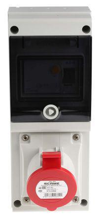 410-107 RS Pro DOMINO Series, IP44 Red 3P+E RCD Industrial Power Connector Socket, Rated At 32A, 400 V 632.3216-R