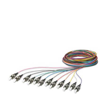 1208117 Phoenix Contact ST x 12 to Unterminated Multi Mode Fibre Optic Cable, 62.5/125μm, 2.5m