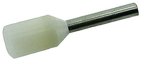 458-752A RS PRO Insulated Crimp Bootlace Ferrule, 8mm Pin Length, 1.5mm Pin Diameter, 0.75mm² Wire Size, White