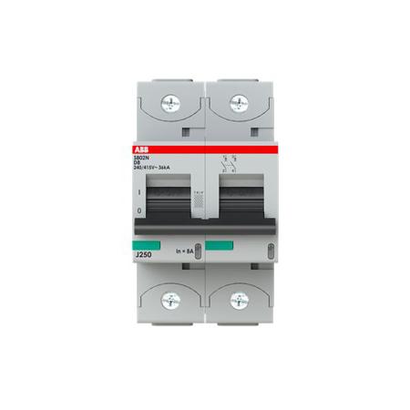 2CCS892001R0081 ABB S802N MCB, 2P, 8A Curve D, 690V AC, 36 kA Breaking Capacity