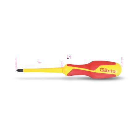 1279MQ PZ2 BETA Pozidriv, Supadriv  Screwdriver, PZ2 Tip, 100 mm Blade, VDE/1000V, 219 mm Overall