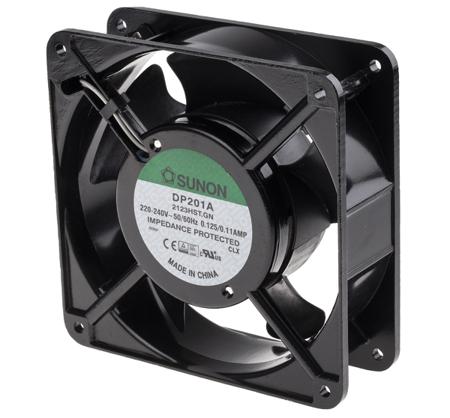 DP201A-2123HST.GN Sunon DP201 Series Axial Fan, 230 V ac, AC Operation, 144.4m³/h, 20W, 125mA Max, 119 x 119 x 38mm