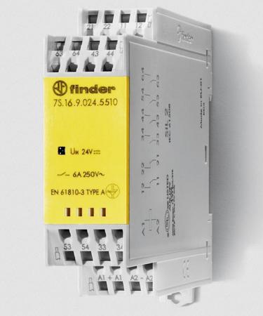 7S.16.9.024.5510 Finder Force Guided Relay, 24V dc Coil Voltage, 6 Pole, 5NO/1NC