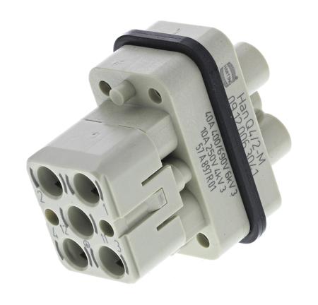 09120063041 HARTING Heavy Duty Power Connector Insert, 40A, Male, Han Q Series, 7 Contacts