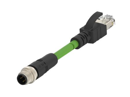 TCD14745101-020 TE ConnectivityTCD1474, 2m Cat5e, Green M12 to Male RJ45 Male Shielded, Terminated PUR Sheath