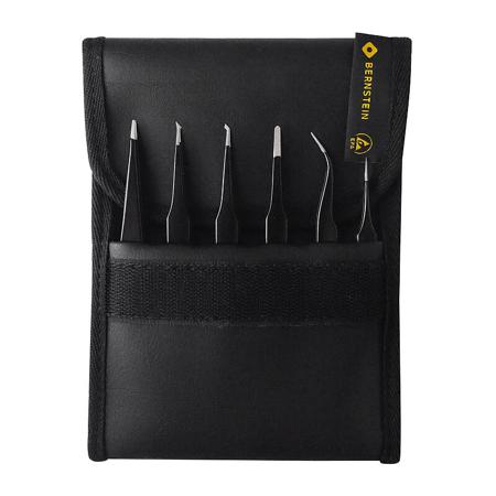 5-060 Bernstein 110 mm, 120 mm, 130 mm, Stainless Steel, ESD Tweezer Set
