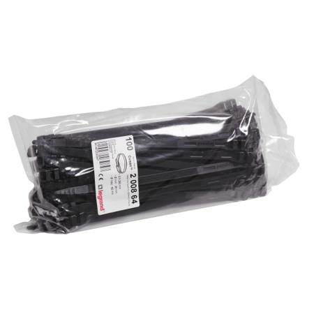 200864 Legrand Cable Tie, Cable Ties, 262mm x 9 mm, Black Plastic, Pk-100units