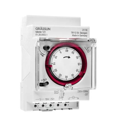 01.28.0003.1 Grasslin Analogue DIN Rail Time Switch 230 V ac, 1-Channel