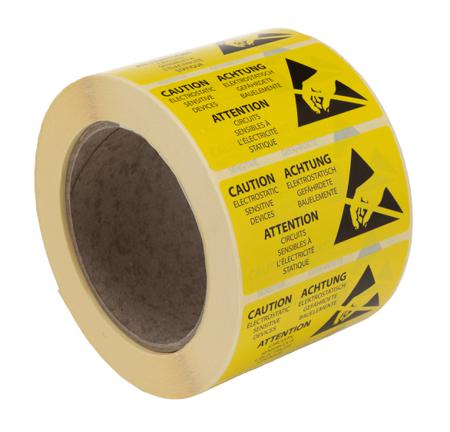 218-622 RS PRO Yellow Paper Safety Labels, CAUTION. Electrostatic Sensitive Devices-Text 76mm x 38mm