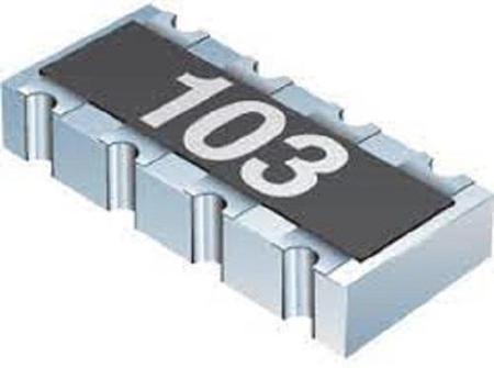CAY16A-100J4LF Bourns 10Ω Resistor Array, 4 Resistors, 0.25W total, 1206 (3216M), Convex