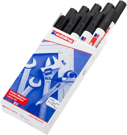 RS-4-750001 Edding Black 2 → 4mm Medium Tip Paint Marker Pen for use with Glass, Metal, Plastic, Wood
