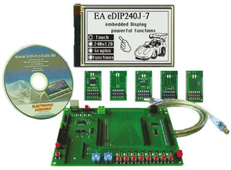 EA EVALEDIP240B Display Visions , eDIP-series LCD Display Starter Kit With Display 240x128 dots, blue/white negative